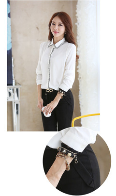 2014春秋拼接百搭乱麻雪纺长袖衬衫 韩版OL通勤女衬衫批发采购指南